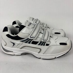 Vionic, Men’s Leather Walking Shoes/Sneakers, White Blue, Size 12W Velcro Straps
